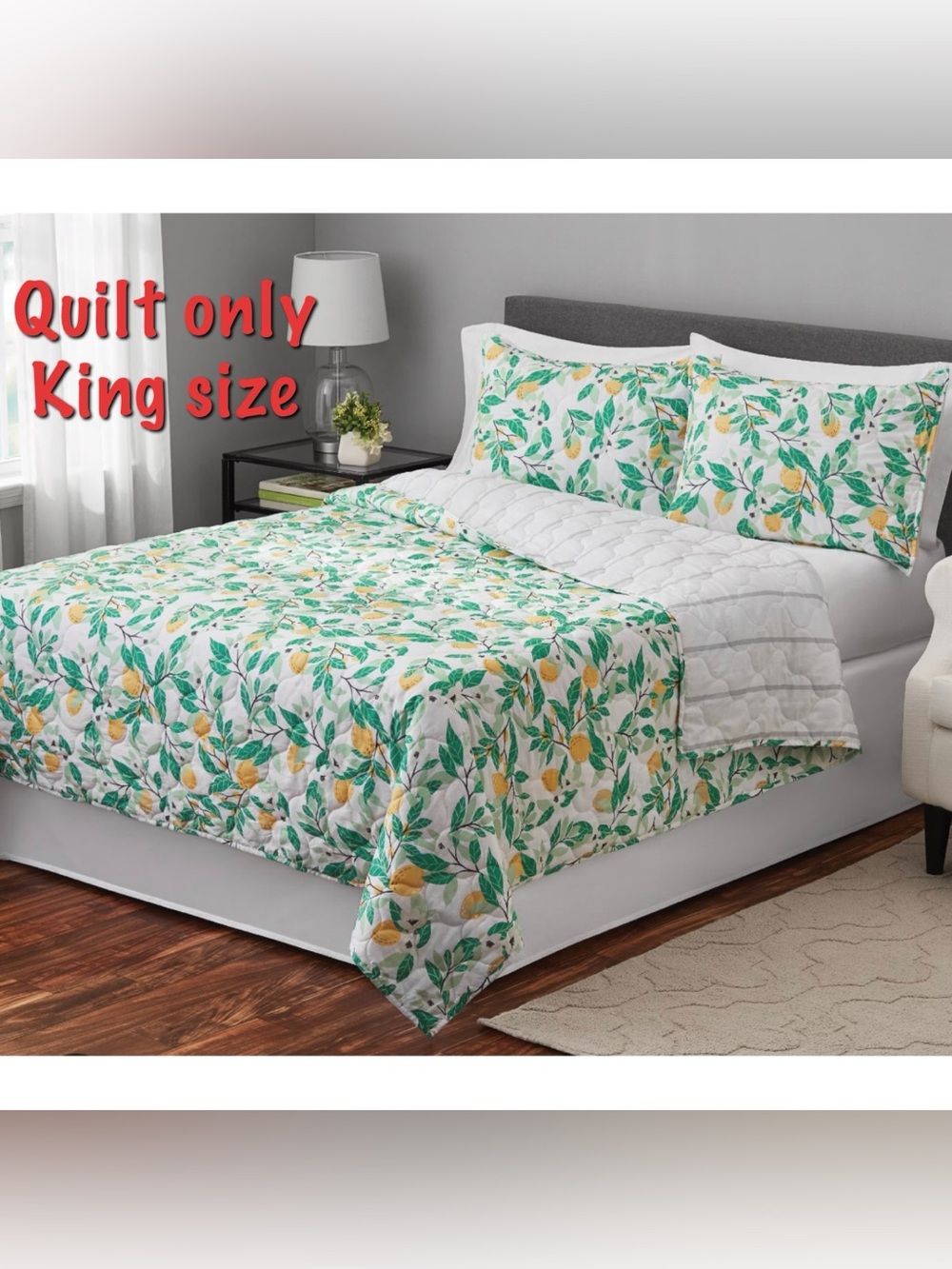 Mainstays Lemon Pattern Reversible Quilt- King